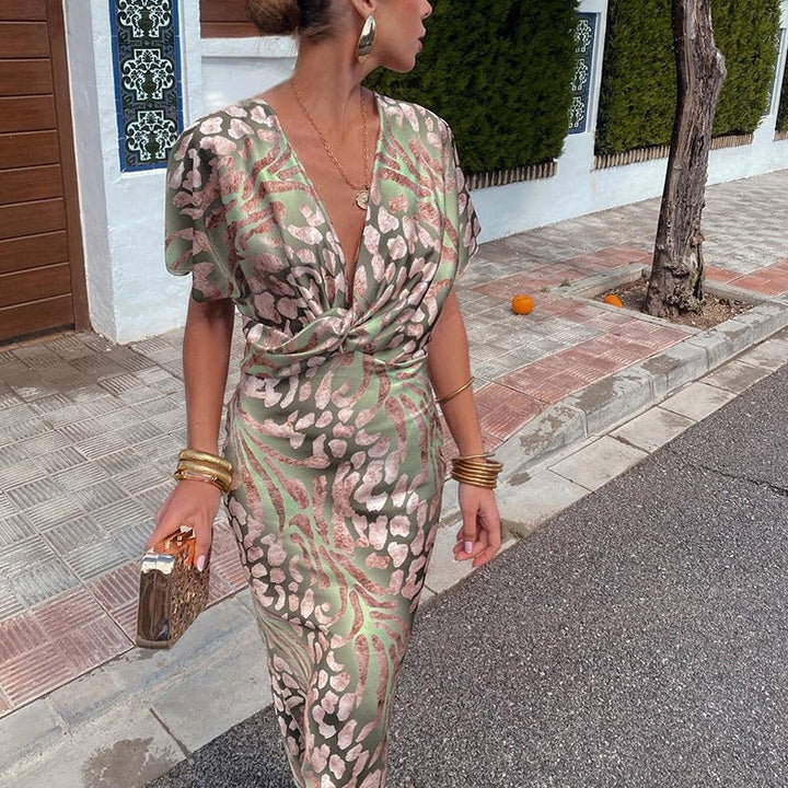 Sophia™ | Abito lungo con scollo a V intrecciato